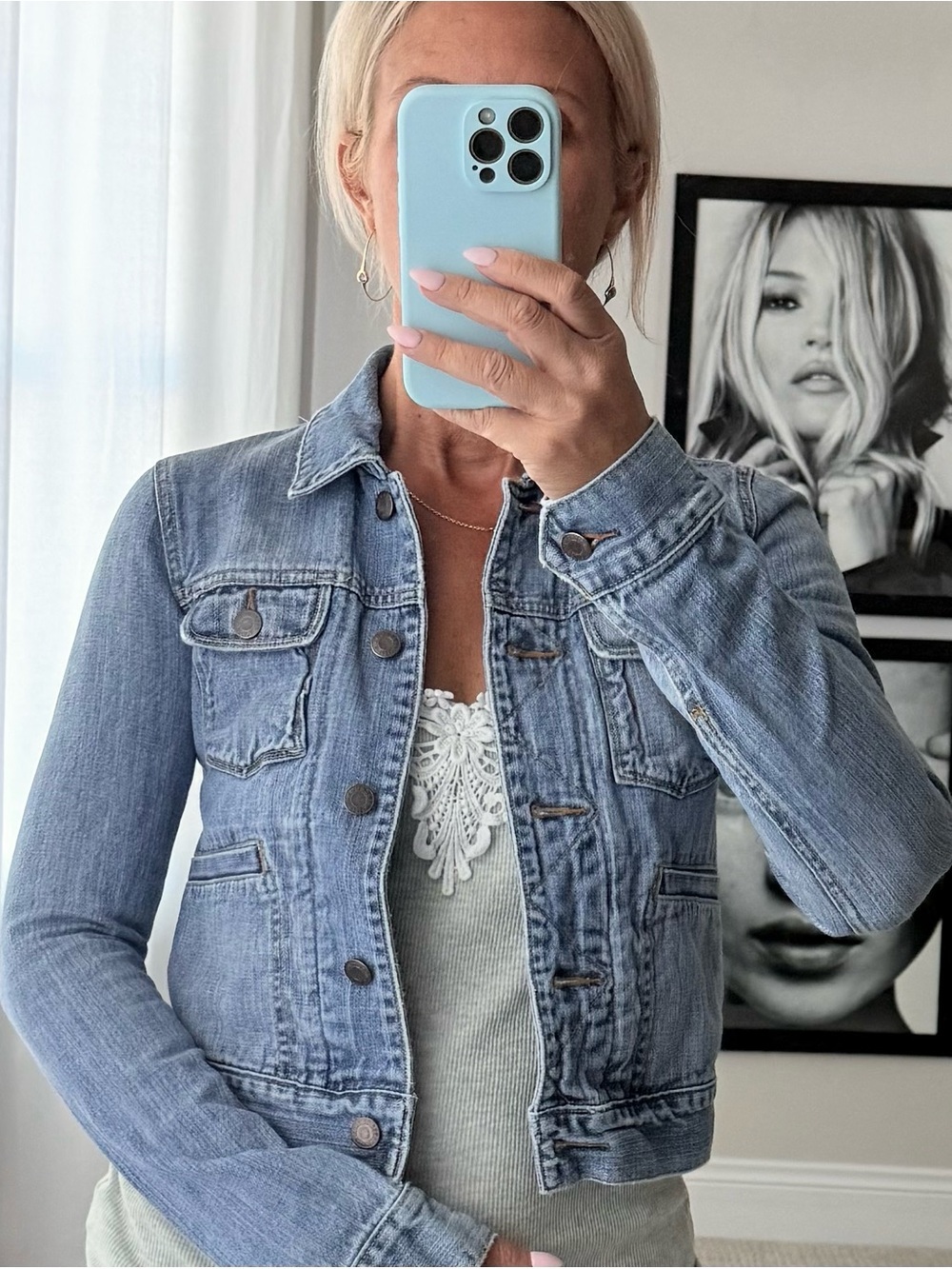 Y2K vintage fitted Abercrombie & Fitch Light Blue Denim Jacket